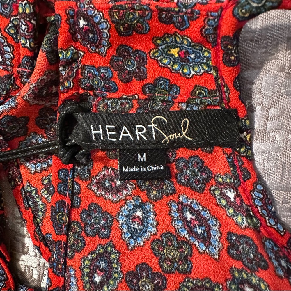 HEART SOUL Red and Black Halter Neckline Ruffled Sundress Size Jr. M NWT - Picture 4 of 9